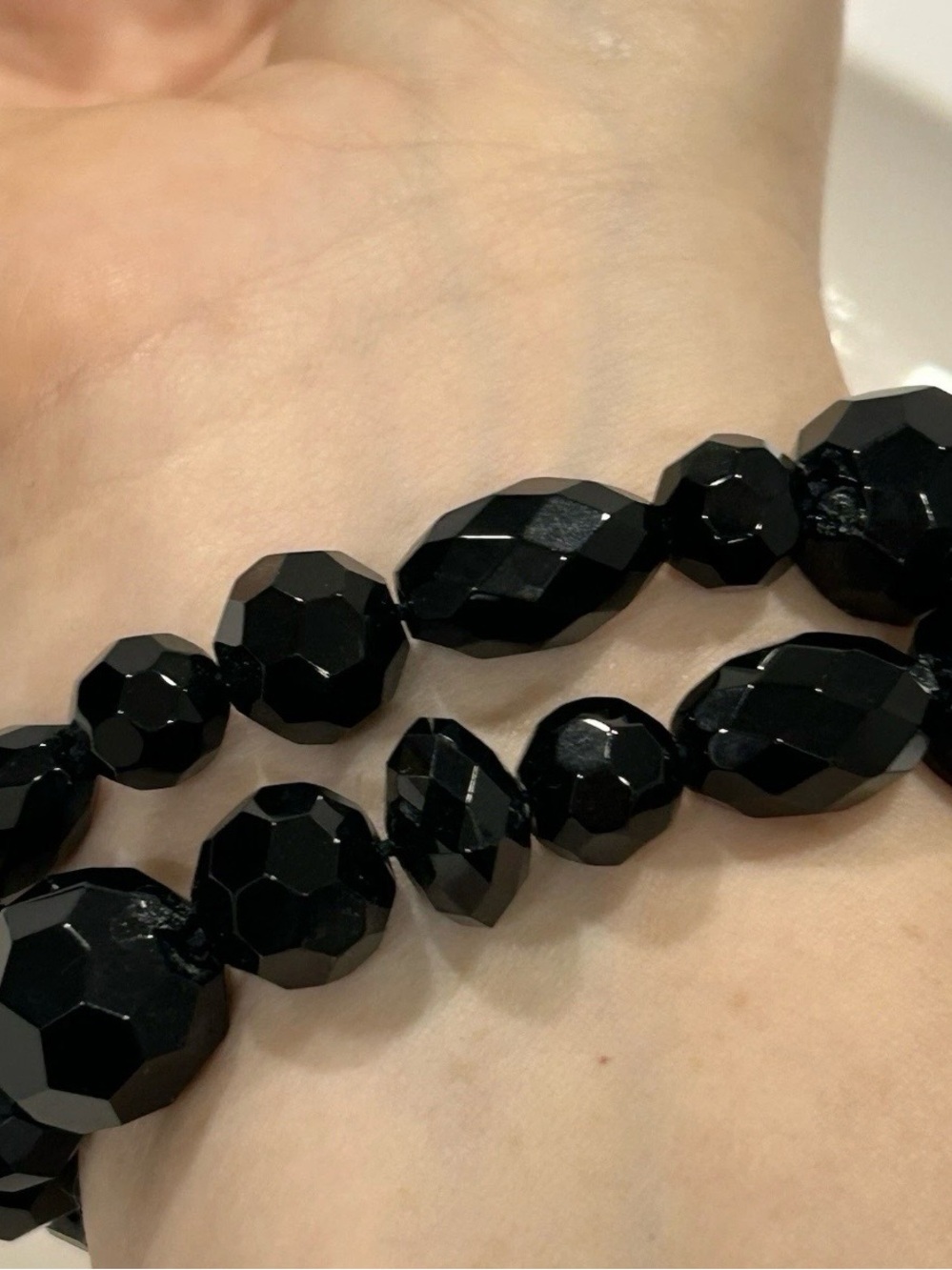 Lia Sophia Front Row Black Large Bead w Crystal Stretch Bracelet Wedding Office - Picture 6 of 8